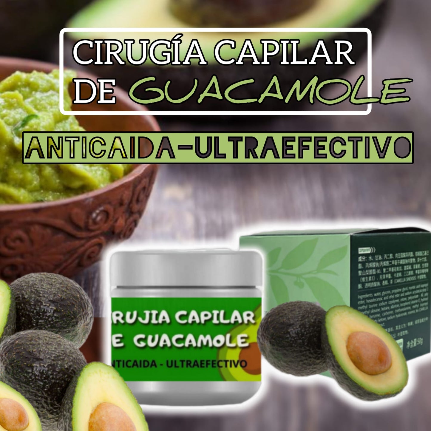 CIRUGÍA CAPILAR DE GUACAMOLE® ANTICAIDA-ULTRAEFECTIVO (Pague 1, lleve 2 ) ⭐⭐⭐⭐⭐